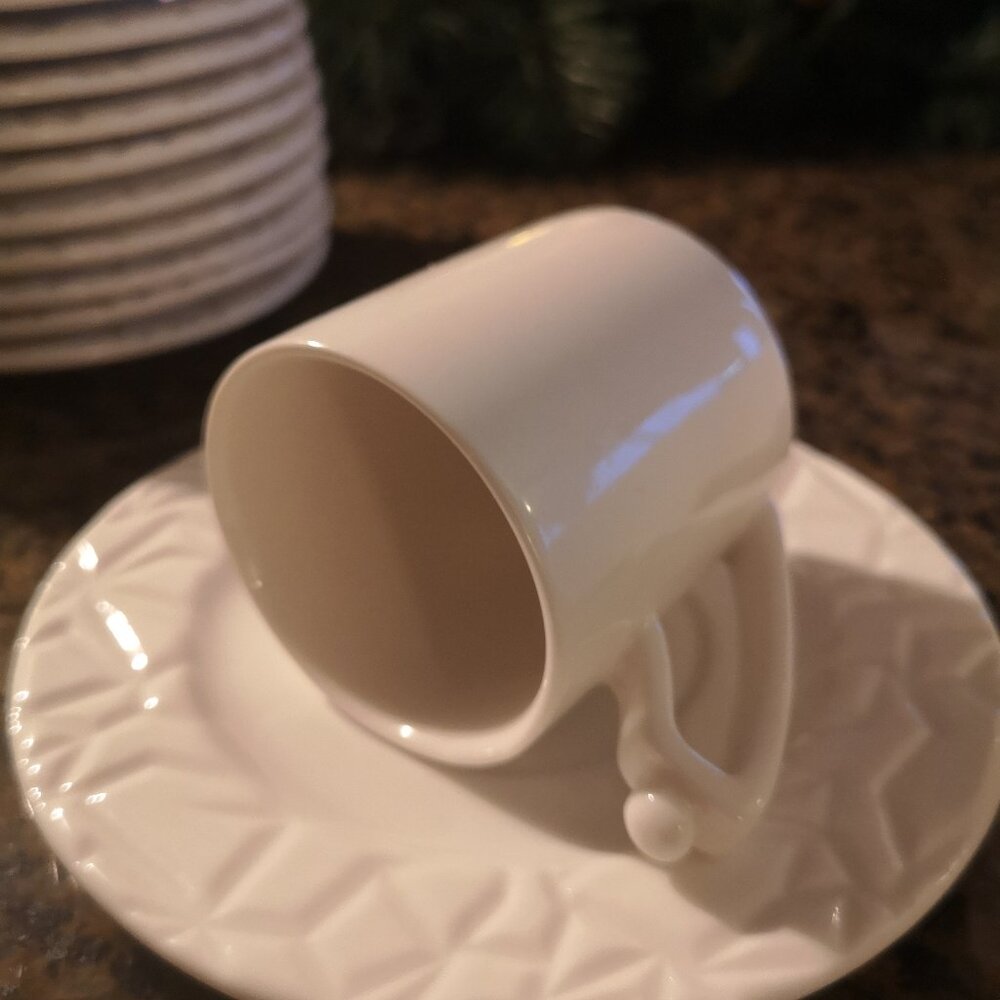 10-pc Italiano Espresso Cup Set "Bianco Rose"-  Like New
